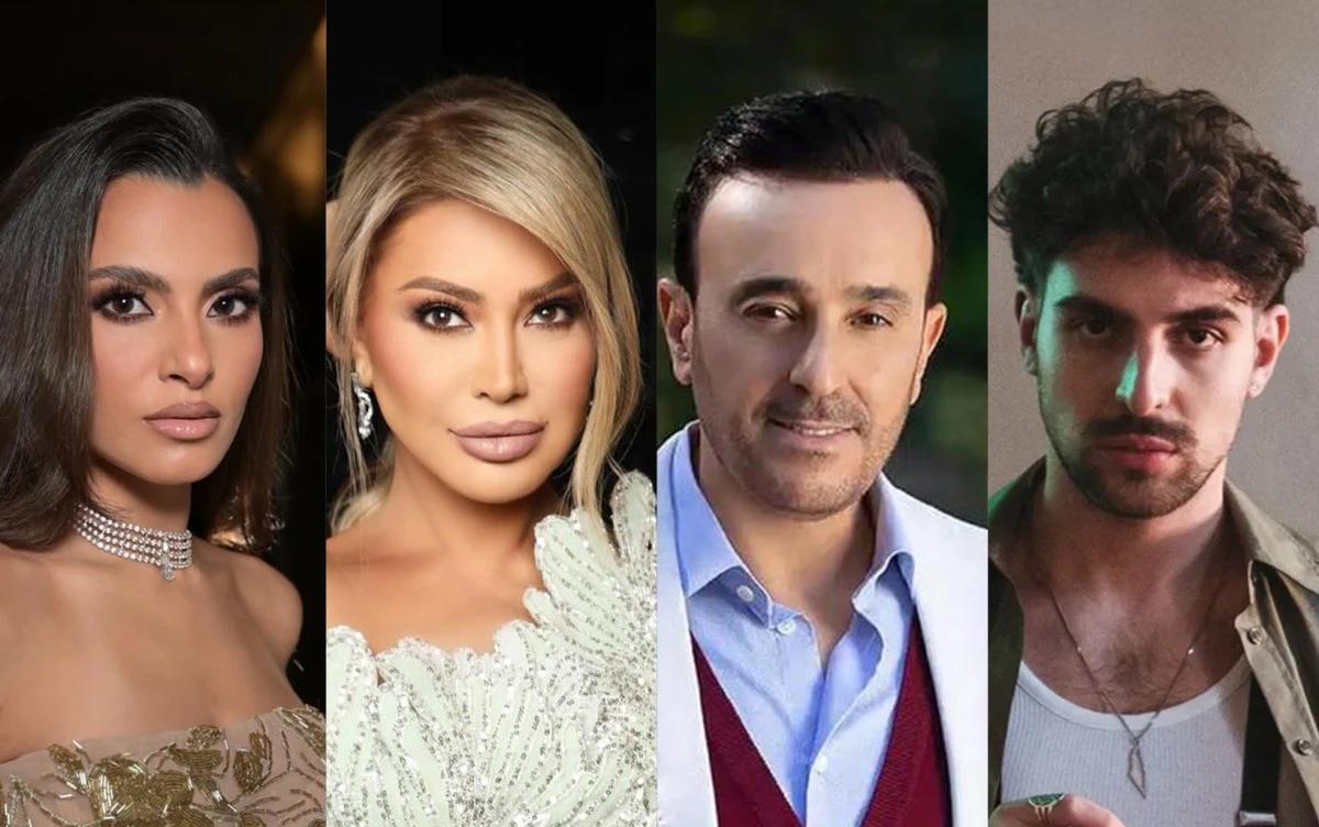 من اليمين لليسار: سانت ليفانت - صابر الرباعي - نوال الزغبي - كارمن سليمان 