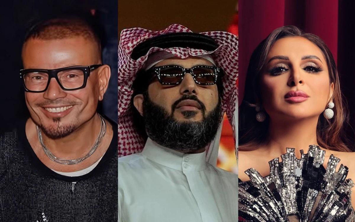 أنغام وعمرو دياب والمستشار تركي آل الشيخ