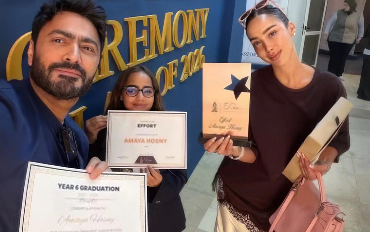 تامر حسني وبسمة بوسيل وابنتهما أمايا