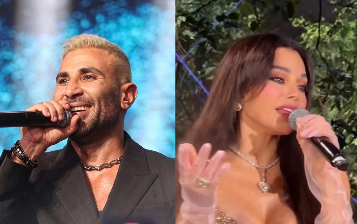 هيفا وهبي وأحمد سعد يجتمعان في زفاف نجل جوليا بطرس في لبنان